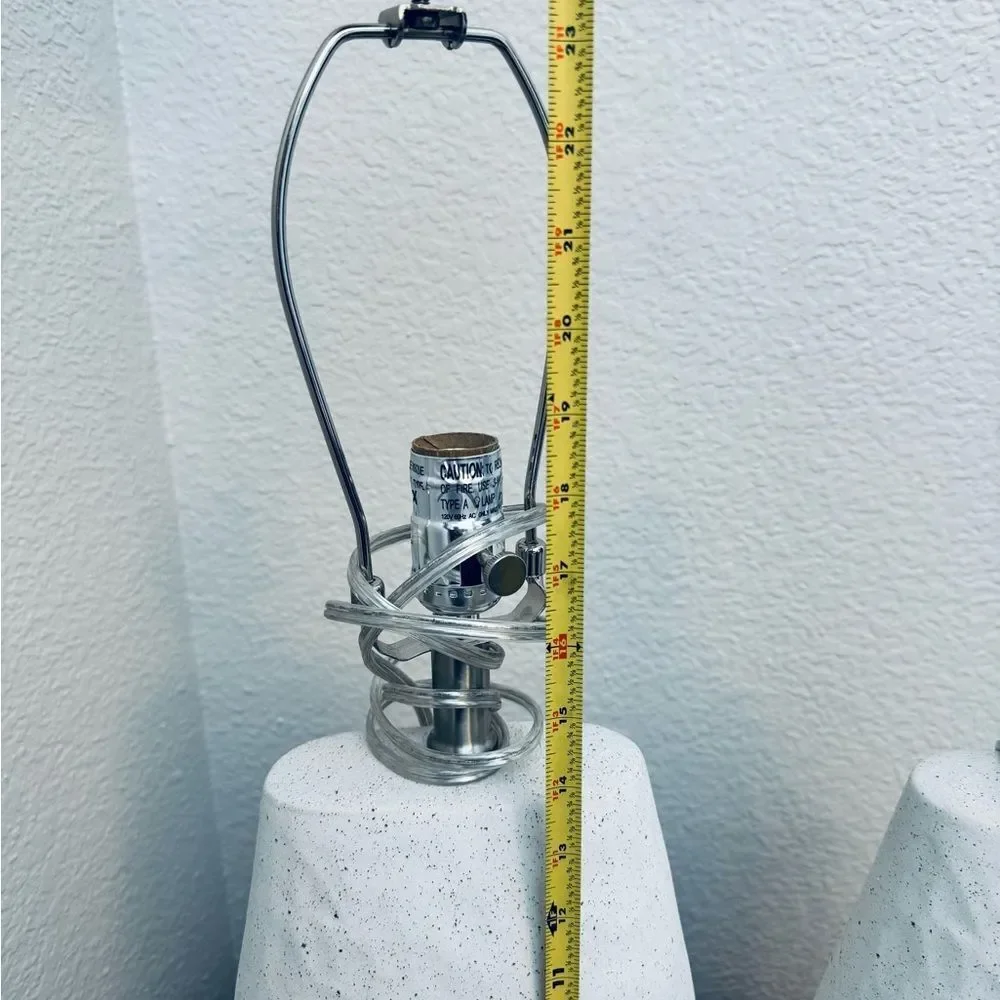 Modern Organic Boho Southwest White Speckled Textured Table Lamp